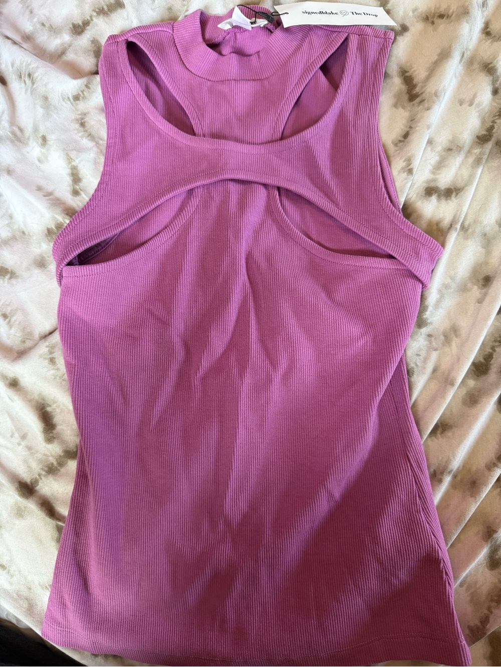 NWT The Drop Ribbed Cutout Tank Top - Orchid